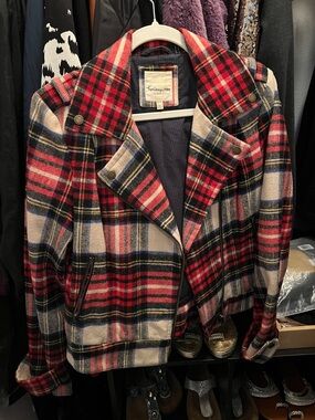 Heritage 1981 Red Plaid Wool-Blend Moto Jacket